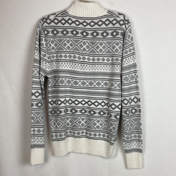 Gray and white geometric pattern men’s sweater size Large - Picture 4 of 5